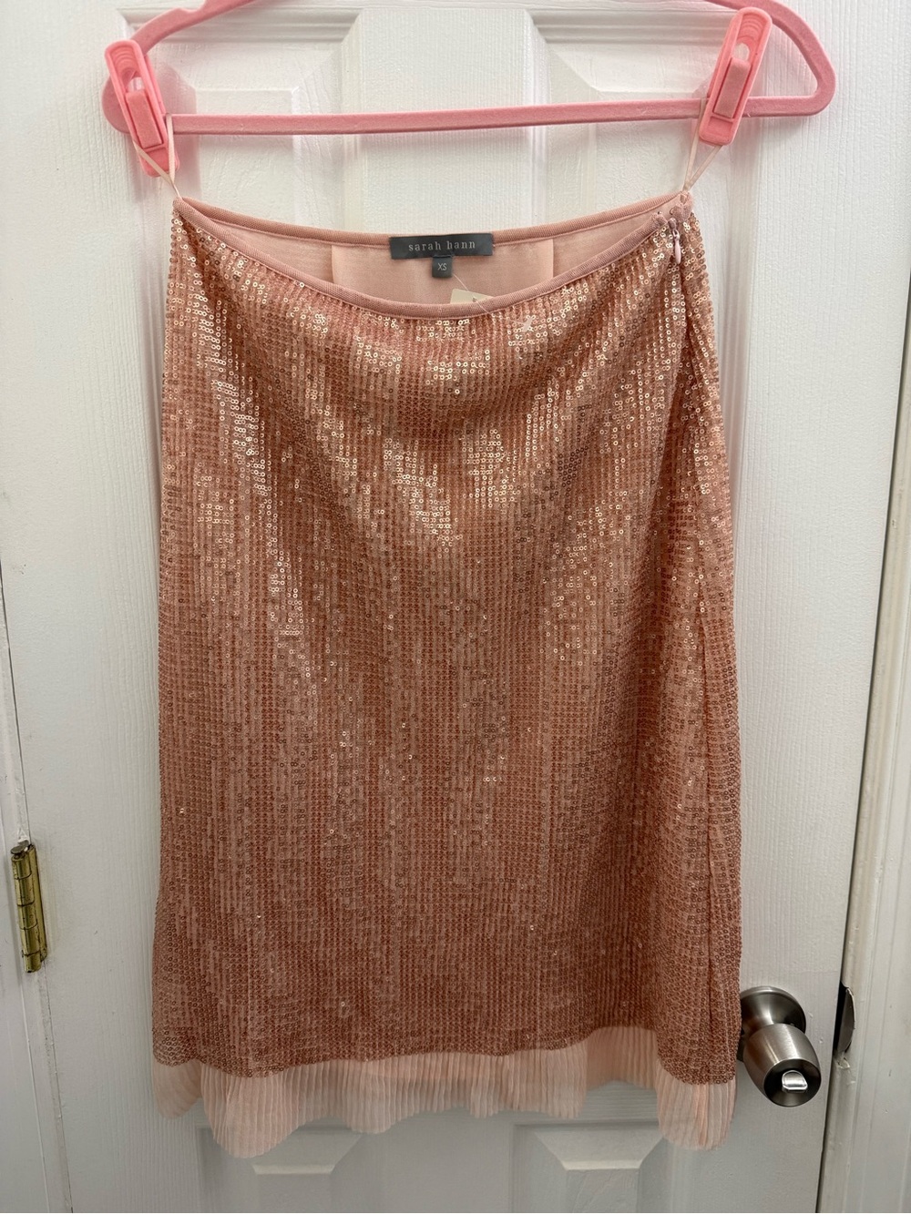 Anthropologie Rose Gold Sequin Midi Skirt